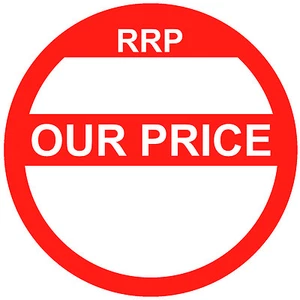 Blank Red RRP / Our Price Point Stickers / Sticky Swing Tag Labels 20mm to 45mm - Picture 1 of 4