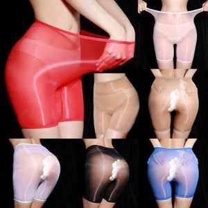 Women's Oil Shiny Glossy Panties Sheer See-through Boxer Shorts Briefs Underwear - Picture 1 of 90
