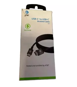 AT&T 6-Foot Braided Fast Charge & Sync Cable Type C to C Cable - Black - Picture 1 of 2