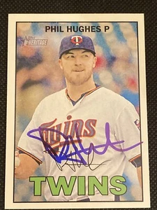 Phil Hughes Twins 2016 Signed Auto Autographed Topps Heritage Card #380 ~ COA - Picture 1 of 5