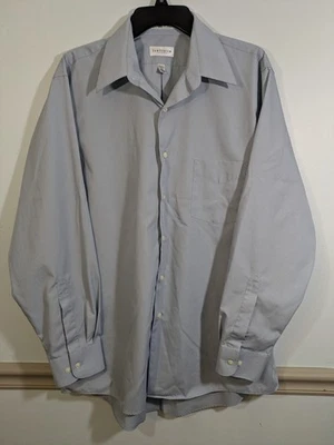 Van Heusen Mens 16.5 L Light Blue Poplin Wrinkle Free Dress Shirt Long Sleeve - Image 1 of 4