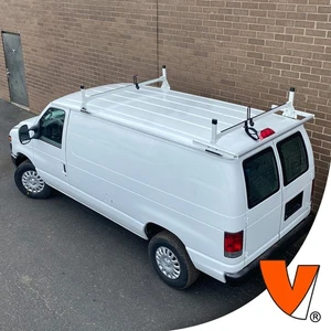 H1 2-Bar Steel Rack System w/ Roller Ford Econoline 1992-2014 (All trims) White - Bild 1 von 10