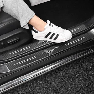 4Pcs Car Door Side Step Anti Scratch Sticker Sill Strip For Mustang Carbon Fiber - Picture 1 of 8