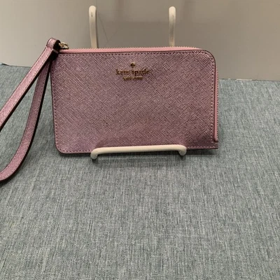 Kate Spade Lucy Metallic Quartz Pink Wristlet Wallet # KJ030 Small Zip NWOT - Image 1 of 4