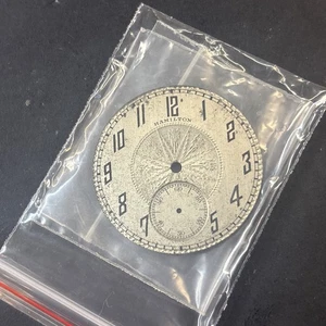 H09 VINTAGE 16 SIZE HAMILTON GOLDEN FANCY METAL POCKET WATCH DIAL PARTS RESTORE - Picture 1 of 15