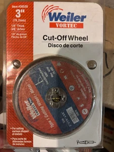 Weiler 3'' D x 1/8'' 25- 3 x 3/8'' Arbor Abrasive Cut-Off Wheel 3653825 - Picture 1 of 2