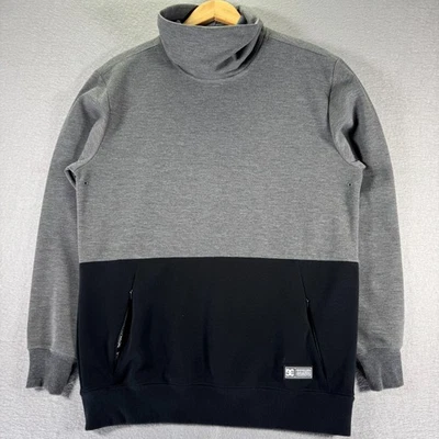 DC Shoe Co USA Funnel Neck Hoodie Sweatshirt Men Medium Gray Black Zip Pocket - Image 1 of 4
