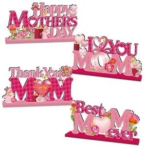 4Pack Mothers Day Decorations, Mothers Day Wooden Centerpieces Table - Picture 1 of 8