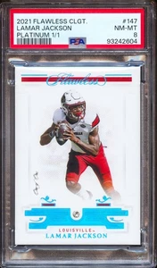 2021 Panini Collegiale Perfetto Lamar Jackson Platinum Diamond #1/1 PSA 8 Ravens - Foto 1 di 2