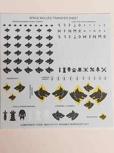 HOJA DE TRANSFERENCIA DE LOBOS ESPACIALES GUARDIA LOBO GRIS CAZADORES WARHAMMER 40K - Imagen 1 de 1
