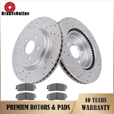 Front Brake Rotors and Pads for Dodge Charger Challenger Magnum Drilled Slotted Foto 1 de 4
