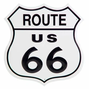 ROUTE US 66 SHIELD 24" X LARGE ROUND SIGN METAL TIN EMBOSSED LOGO GARAGE MANCAVE - Picture 1 of 5