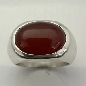 ANILLO PARA HOMBRE MJG PLATA ESTERLINA. 18 x 13mm CABUJÓN DE CORNALINA. TALLA 10 3/4 - Imagen 1 de 7