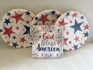 Lot of 4: 4th of July Patriotic Picnic Party Napkins 30c Dessert Plates 36ct New - Picture 1 of 4