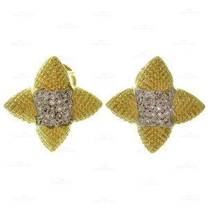 Retro Classic Pave Diamond Textured 14k Yellow Gold Star Earrings - Picture 1 of 5