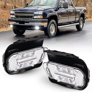 Fit for 03-06 Chevy Silverado Avalanche Bumper New LED Fog Lights Driving Lamps - Picture 1 of 8