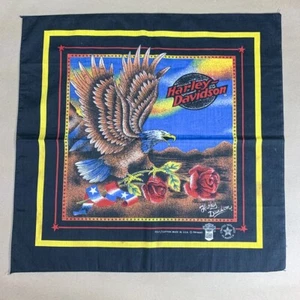 Harley Davidson Bandana 22" x 22" Eagle & Roses - Picture 1 of 13