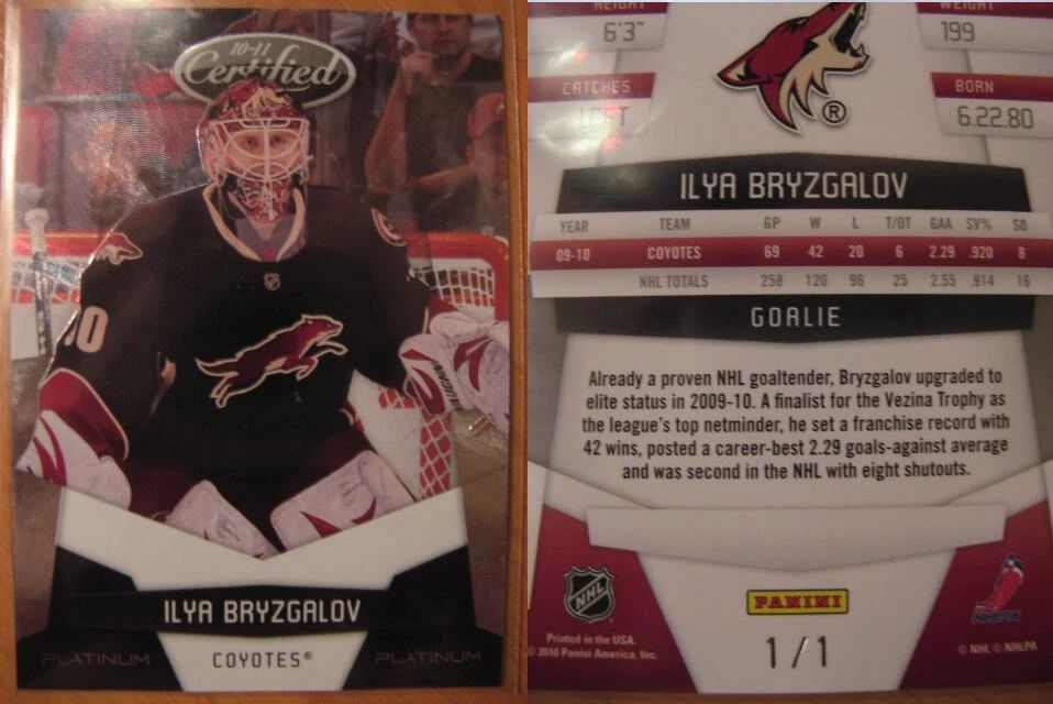 Ilya Bryzgalov 1/1 2010-11 certificado Panini platino negro #111 Foto 1 de 1