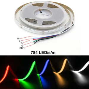 RGBW COB LED Strip Lights Decor Flexible Ribbon Tape 24V Home Ambience Backlight - Picture 1 of 12