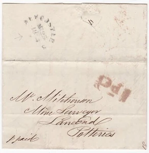 1844 NEWCASTLE STAFFS TRAVELLER SKELETT ROT H/S Pd 1 ROB WILLIAMSON LANE END - Bild 1 von 2