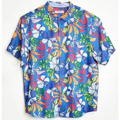 Tommy Bahama 纽扣衬衫 岛区 椰子点 luau 蓝色 夏威夷岛 — 第 1/4 张图片