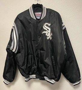 MENS BLACK CHICAGO WHITE SOX DIAMOND STARTER JACKET SIZE EXTRA LARGE - Picture 1 of 4
