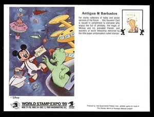 Antigua & Barbados, Souvenirkarte, World Stamp Expo'89, Walt Disney - Bild 1 von 1