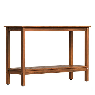 2-Shelf Wooden Console Table Indoor Outdoor Multifunctional 48" w/Foot Sliders - Image 1 of 4