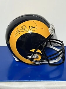 Kurt Warner Signed Full Size St Louis/Los Angeles Rams Helmet Leaf COA - Picture 1 of 5