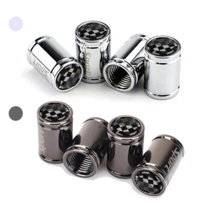 Sport Tire Valve Stem Cover Cap For All Car Models Black Silver Set Of 4 - Picture 1 of 9