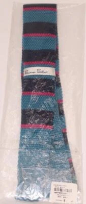 Birmania Bibas Diseñador Corbata Cuello Azul Marino/Verde azulado Multi Rayas Tejido 52" Moda Corbata NUEVA Foto 1 de 4