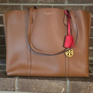 Bolso de Mano Tory Burch Perry de Lona Triple Compartimento Marrón - Imagen 1 de 9