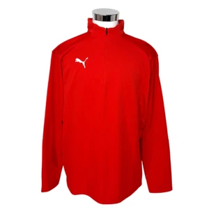 Puma Athletic Sports 1/4 Zip Jumper Sweatshirt RED Mens XXL / 2XL - Like New - Picture 1 of 13