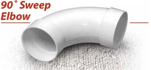 Accesorio de tubería de vacío central de barrido de codo Nutone CF377 90 grados - Imagen 1 de 1