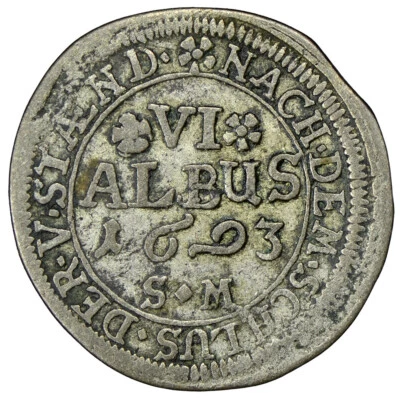 HANAU-LICHTENBERG 6 Albus  (12 Kreuzer) 1693SM Silver VF Type-I - Image 1 of 2