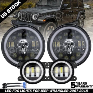 For Hummer H2 H3 2006-2010 7" inch Round LED Headlights & 4" Fog Lights Black - Picture 1 of 12