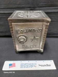 Antique Columbus Safe Cast Iron Steel Combination Lock Coin Bank - Picture 1 of 8