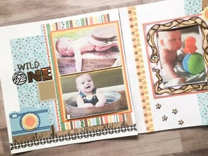 Baby Junge Sammelalbum Seiten, vorgefertigte Baby Layouts, bereit für 4 mal 6 Fotos - Bild 1 von 10