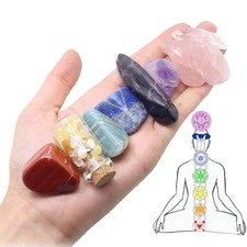 Chakra Healing Crystal Quartz Specimen Natural Raw Gemstone Wishing Bottle Kit