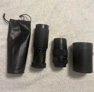 Vintage Sakar Zoom Lens 75-300mm 1:5.6 + Sakar Mc1:2.8 +2 Cases Missing 1 Cover - Picture 1 of 15