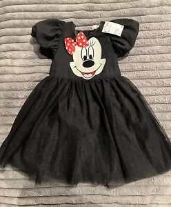 H&M chicas 5-6 años disney minnie mouse negro brillante vestido nuevo etiquetas disneyland - Imagen 1 de 4