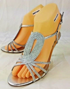 Adrianna Papell Boutique donna tacco US 7 argento cinturino pelle intrecciato 532 - Foto 1 di 9