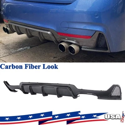 Rear Diffuser Lip Carbon Fiber Look For BMW F32 420i 428i 435i M Sport 2014-2020 - Image 1 of 4