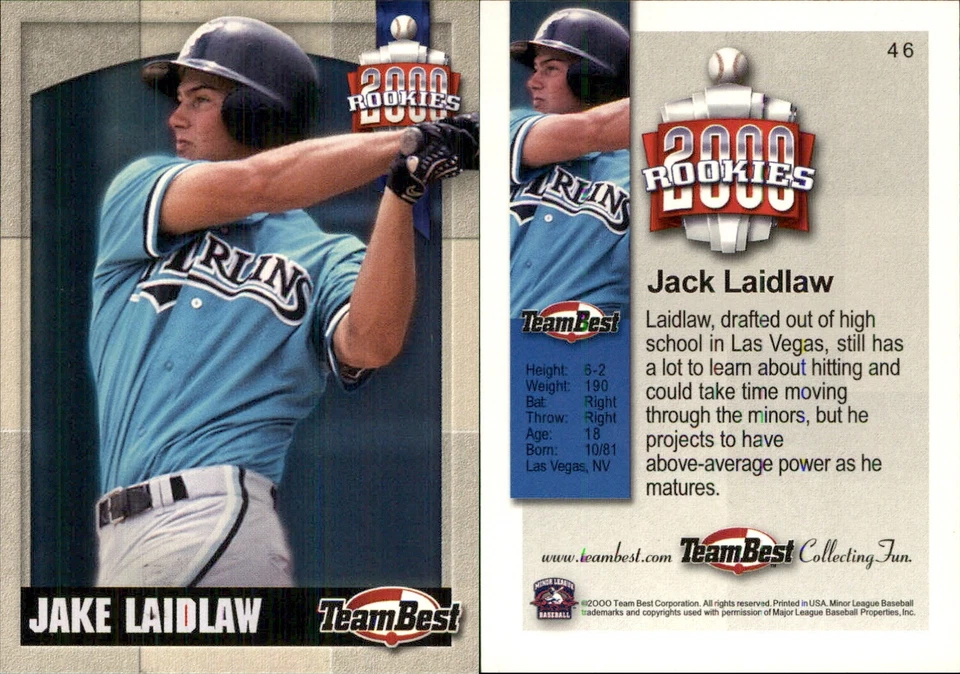 Jake Laidlaw 2000 Team Best Rookies #46 RC Card FREE SHIP *AutographDen* - Image 1 of 1