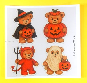 Halloween Teddy Bears Sticker Sheet Style 2 - Picture 1 of 3