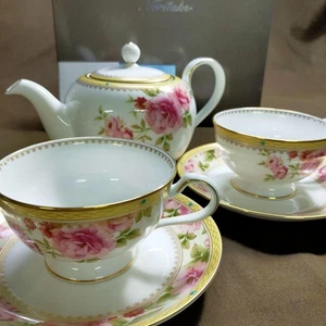Noritake HERTFORD Pink Roses Bone China Teapot with 2 Cups & 2 Saucers Set Japan - Picture 1 of 10