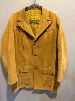 Men's Vtg PIONEER WEAR  Tan Corduroy Western Rockabilly Blazer Sport Coat Sz 40 - Image 1 of 4