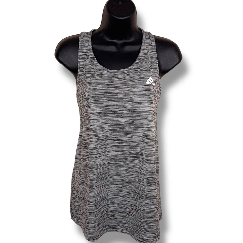 Camiseta deportiva sin mangas gris mediana Adidas ropa deportiva elástica climalite Foto 1 de 4