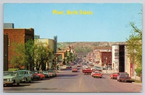 Vintage Main Street Classic Autos Empire Theater Minot North Dakota Postkarte - Bild 1 von 2