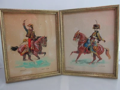 Equestrian Military Prints Hand Painted Lithograph Pechaubes French Cavalry - Image 1 of 4